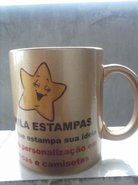 CANECA DE CERAMICA DOURADA PERSONALIZADA